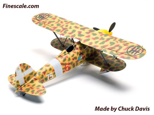 Assembled model 1/32 aircraft CR. 42 Falco, Italian WW II fighter ICM 32020
