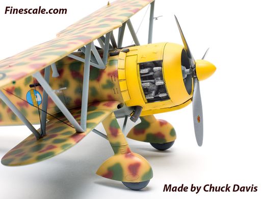 Assembled model 1/32 aircraft CR. 42 Falco, Italian WW II fighter ICM 32020
