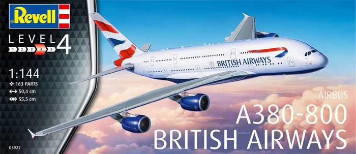 Сборная модель 1/144 самолет Airbus A380-800 British Airways Revell 03922