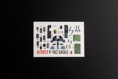 Интерьерные 3D наклейки 1/72 F-15C Strike Eagle для комплекта Hasegawa Kelik K72072, В наличии