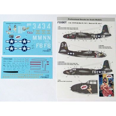 Декаль 1/72 Pin-Up Nose Art A-20 и технические надписи Часть 1 Foxbot 72-006, В наличии