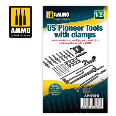 1/35 Scale Model USA Pioneer Tools with Ammo Mig 8146 Clips