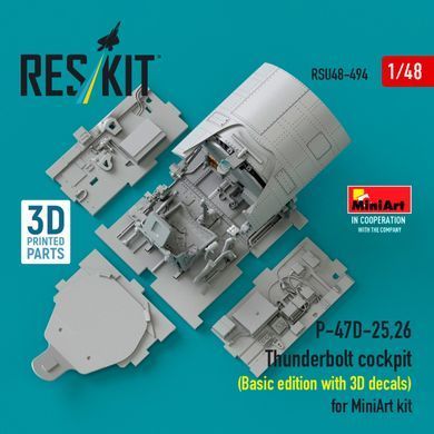 Масштабна модель 1:48 кабіна P-47D-25,26 Thunderbolt (базова версія з 3D-наклейками) для набору Min