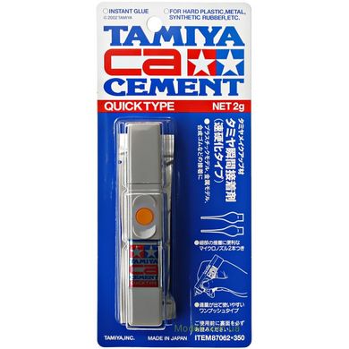 Клей ціанакрилатний CA швидкої дії з кнопковим дозатором та тонкою голкою, 2 гр (Tamiya CA Cement (Quick Type)) Tamiya 87062
