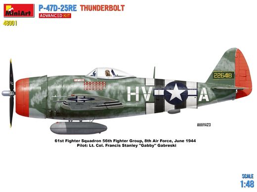 Збірна модель 1/48 літак Republic P-47D-25RE Thunderbolt (Розширений комплект) Miniart 48001