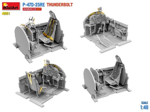 Assembled model 1/48 airplane Republic P-47D-25RE Thunderbolt (Extended kit) Miniart 48001