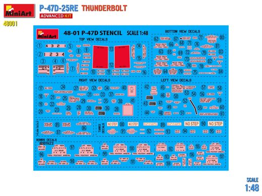 Assembled model 1/48 airplane Republic P-47D-25RE Thunderbolt (Extended kit) Miniart 48001