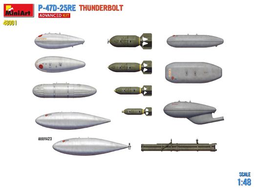 Збірна модель 1/48 літак Republic P-47D-25RE Thunderbolt (Розширений комплект) Miniart 48001