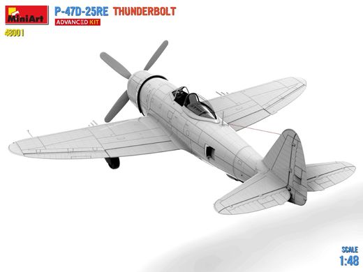 Assembled model 1/48 airplane Republic P-47D-25RE Thunderbolt (Extended kit) Miniart 48001