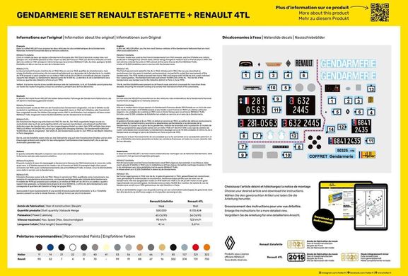 Збірна модель 1/24 авто Gendarmerie Set Renault Estafette + Renault 4TL Heller 50325