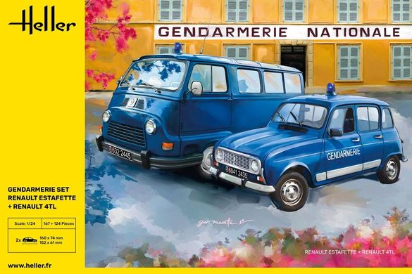 Збірна модель 1/24 авто Gendarmerie Set Renault Estafette + Renault 4TL Heller 50325