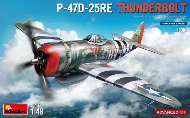 Assembled model 1/48 airplane Republic P-47D-25RE Thunderbolt (Extended kit) Miniart 48001