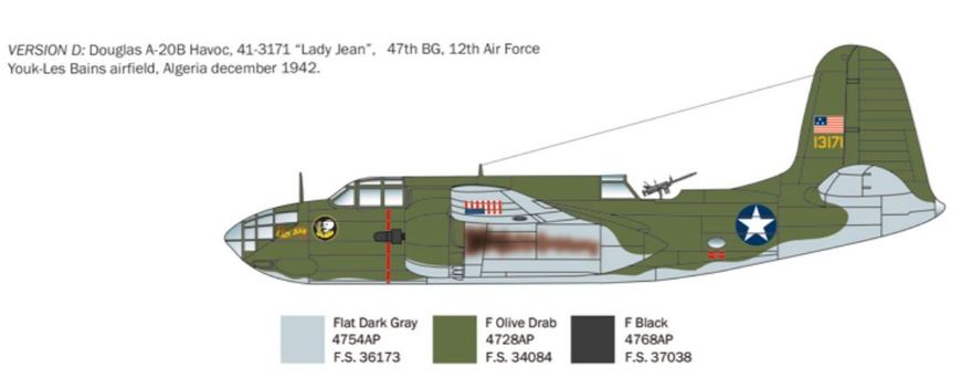 Збірна модель 1/48 бомбардувальник Boston III A-20B Italeri 2656