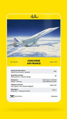 Сборная модель 1/125 самолет Конкорд Air France Aérospatiale / BAC Concorde 101 Heller 80445