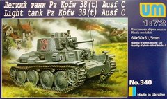 Assembled model 1/72 light tank PzKpfw 38(t) Ausf.C UM 340