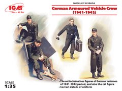 Фігури 1/35 Німецький екіпаж бронеавтомобіля (1941-1942 р.) (4 фігури та кіт) ICM 35614