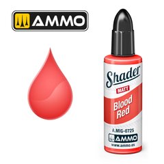 Акриловая матовая краска для нанесения теней кроваво-красная Blood red Matt Shader Ammo Mig 0725