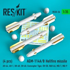 Scale model AGM-114A/B Hellfire missile (4 pcs) (1/35) Reskit RS35-0026, Out of stock
