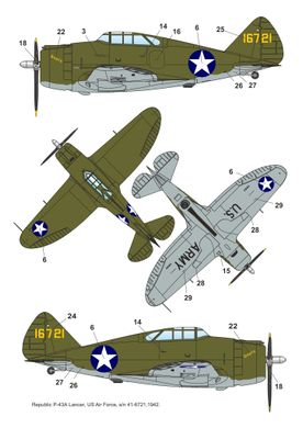 Assembled model 1/48 fighter Republic P-43 Lancer DW 48029