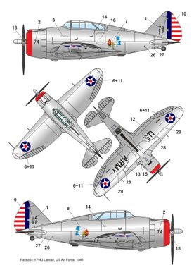 Збірна модель 1/48 винищувач Republic P-43 Lancer DW 48029