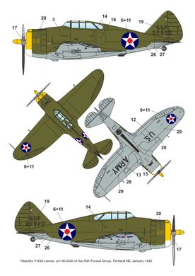 Assembled model 1/48 fighter Republic P-43 Lancer DW 48029