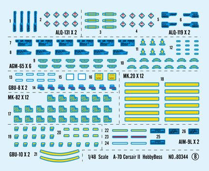Збірна модель 1/48 штурмовик American Vought A-7D Corsair II Hobby Boss 80344