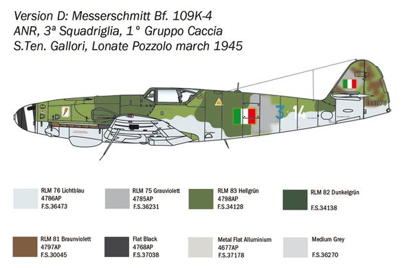 Збірна модель 1/48 літак Bf 109 К-4 Italeri 2805