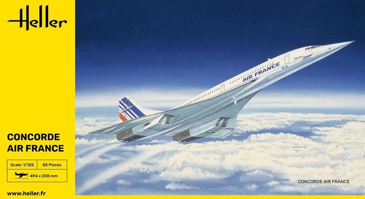 Assembled model 1/125 plane Concorde Air France Aérospatiale / BAC Concorde 101 Heller 80445