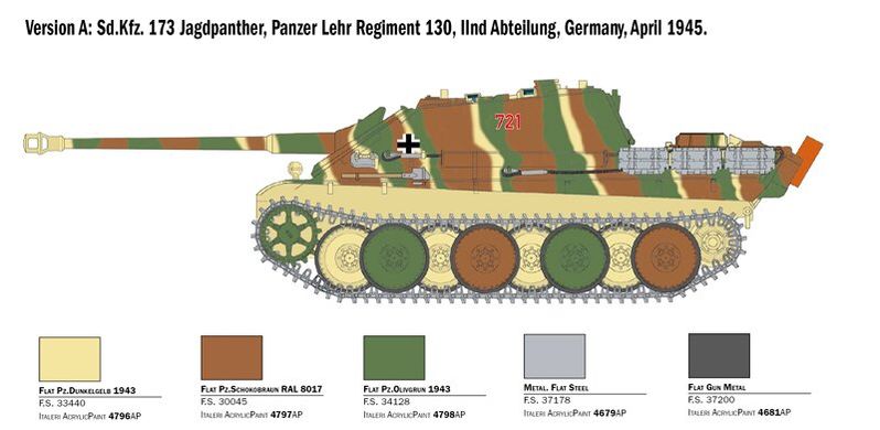 Збірна модель танка «Ягдпантер" Sd.Kfz. 173 JAGDPANTHER Italeri 6564