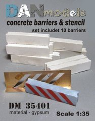 Масштабная модель 1/35 бетонные неокрашенные заграждения (10 шт) трафарет, гипс DAN Models 35401