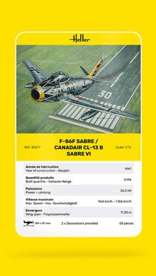Assembled model 1/72 aircraft F-86F Saber / Canadair CL-13 B Saber VI Heller 80277