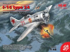 Prefab model 1/48 aircraft I-16 type 24, Soviet fighter of World War 2 ICM 48097