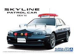 Сборная модель 1/24 автомобиль Nissan ER34 Skyline Patrol Car '01 Aoshima 06125