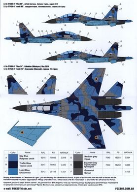 Декаль 1/32 Бортовые номера для Су-27УБМ-1 ВВС Украины, цифровой камуфляж (Часть 2) Foxbot 32-017, В наличии