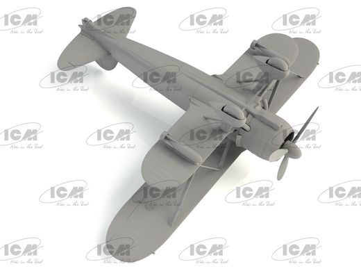 Assembled model 1/32 aircraft CR. 42AS, Italian WW2 Fighter-Bomber ICM 32023