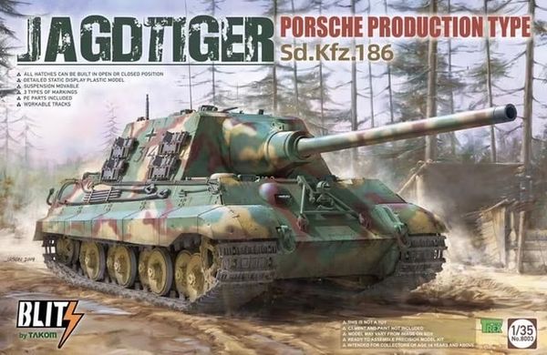 Сборная модель 1/35 германский танк Jagdtiger Sd.Kfz. 186 Takom 8003