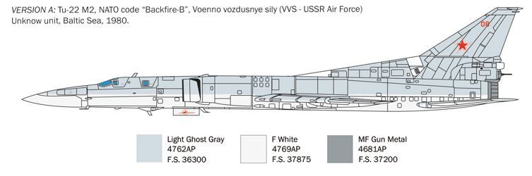 Збірна модель 1/72 бомбардувальник Tu-22M2 Backfire-B Italeri 1440