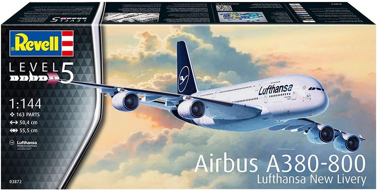 Збірна модель 1/144 літак Airbus A380-800 Lufthansa New Livery Revell 03872