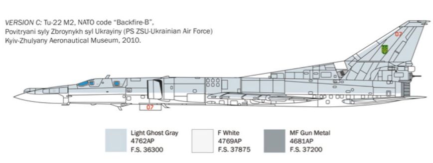 Збірна модель 1/72 бомбардувальник Tu-22M2 Backfire-B Italeri 1440