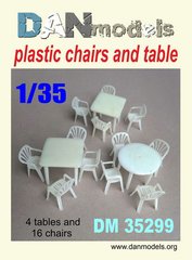 Збірна модель 1/35 стіл (4 шт.) та стілець пластиковий (16 шт.) DAN Models 35299