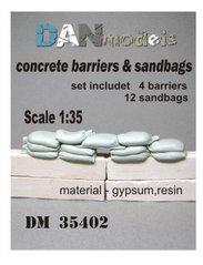 Масштабная модель 1/35 бетонные заграждения (4 шт) и мешки с песком (12 шт) DAN Models 35402