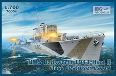 Сборная модель 1/700 эскортный эсминец HMS Badsworth 1941 Hunt II IBG Models 70004