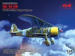 Assembled model 1/32 aircraft CR. 42CN, WW2 Italian Night Fighter ICM 32024