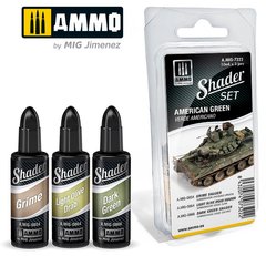 A set of paints for applying shadows Shader Set American Green Ammo Mig 7322