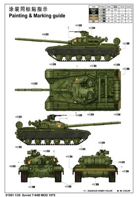 Сборная модель 1/35 советский основной боевой танк Т-64Б 1975 Trumpeter 01581