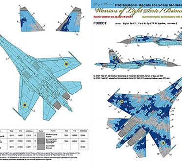 Decal 1/32 Su-27P Ukrainian Air Force, digital camouflage, part 2 Foxbot 32-033, In stock