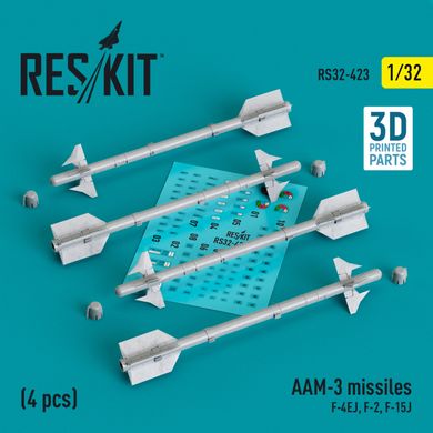 Масштабная модель 1/32 Ракеты AAM-3 (4 шт.) (3D Printed) Reskit RS32-0423, В наличии
