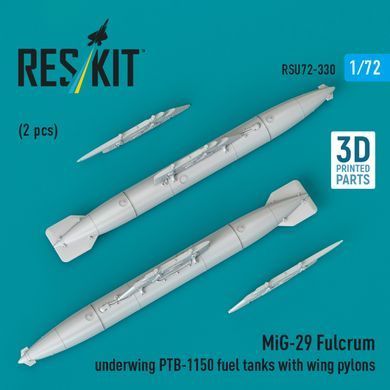 Масштабная модель 1:72 подкрыловые топливные баки ПТБ-1150 МиГ-29 Fulcrum с пилонами крыла (2 шт.) Reskit RSU72-0330