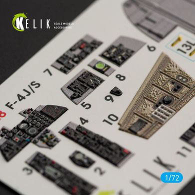 Интерьерные 3D наклейки 1/72 для модели F-4J/S "Phantom II" Hasegawa Kelik K72038, В наличии