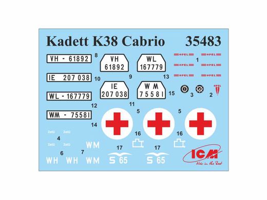 Сборная модель 1/35 Kadett K38 Cabriolimousine, Немецкий штабной автомобиль 2СВ ICM 35483